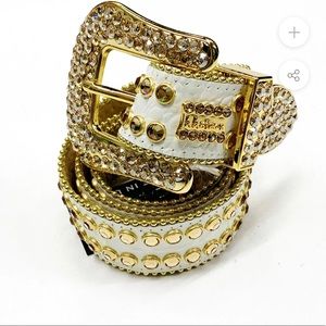 B.B SIMON (WHITE/GOLD CRYSTAL BELT)
